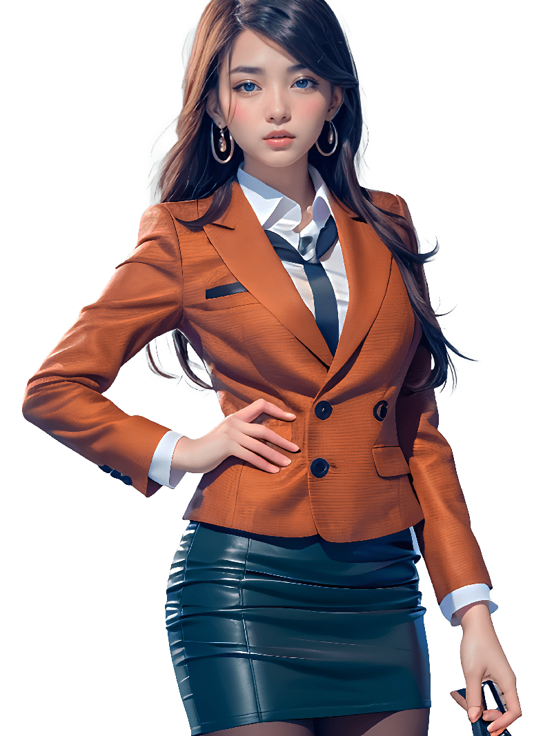 Black-Skirt-with-Copper-Color-Coat A Beautiful Girl Wearing Mini Black Skirt with Copper Color Coat